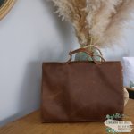 Leather Portable Nappy Changing Station Rust Droplet