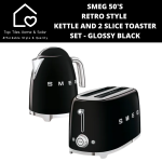 Smeg 50'S Retro Style Kettle And 2 Slice Toaster Set - Glossy Black