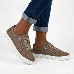 Valentina With Zip Leather Sneaker - Coffee - 8
