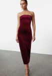 Velvet Strapless Dress - Burgundy