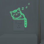 1PC Noctilucent Wall Decal Night Glow Sleeping Kitten Mural Luminous Self-adhesive Wall Art Sticker For Entryway Porch Living Ro