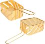Fry Basket 2 Piece Gold Chip Serving Frying Baskets Metal Deep Fryer Basket