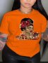 Plus Size Casual T-shirt Women's Plus Cartoon Figure & Floral & Letter Print Short Sleeve Round Neck Medium Stretch T-shirt