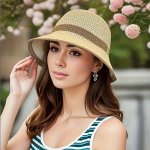 Women's Summer Beach Hat Wide Brim Breathable Sun Protection Basin Hat Outdoor Travel Bucket Hat