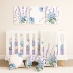 Floral Cot Bedding Set Lavender And Blue Hydrangeas
