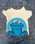 H&m White And Blue Monster T-Shirt 4/6M