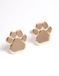 Goldair Gold Paw Print Stud Earrings