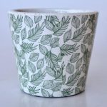 Green & White Leaf Design Planter – 14X16CM