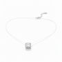 Fishing Line Necklace With Rhinestone Square-shaped Cubic Pendant