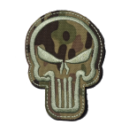 Punisher Skull Emb Patch Green On Camouflage