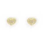 Goldair Gold Tone Heart Earrings Encrusted With Clear Crystals
