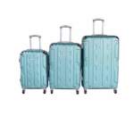 Smte 3-PIECE Abs Luggage Set Geometric Design Spinner Wheels Mint Colour. With Keychain