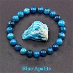 Natura L Blue Apatite Beaded Bracelet Bohemian Elegance Style Unisex Gemstone Jewelry Crystal Healing & Meditation Accessory Bos