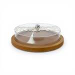 Calligraphy Design Wooden Cake Stand Clear