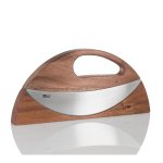 Double Mezzaluna Chopping Knife With Wood Stand - Wave