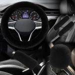 5PCS Fluffy Car Steering Wheel Cover Set Includes Faux Fur Gear Shift Cover & Handbrake Cover & Steering Wheel Protector & 2 Sea