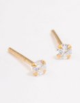 Goldair Gold Plated Sterling Silver Cubic Zirconia Baby Stud Earrings
