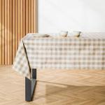 Contemporary Check Tablecloth Neutral Ivory - 10-12 Seater 150X340CM