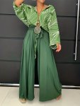 Plus Size Solid Color Tie Waist Pants Casual Wide Leg Pants For Spring & Summer Women's Plus Size Clothing