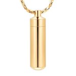 Cremation Jewelry For Ashes Pendant Urn Necklace Cylinder With Glass Vial Keepsake Ashes Memorial Jewelry Gold