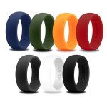 7PCS Men's Fashion Colorful Silicone Sports Rings Set - Simple Durable 8MM Wide & 2MM Thick Wedding Bands