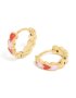 Waterproof Gold Plated Stainless Steel Red & Pink Enamel Heart Huggie Earrings