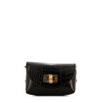 Croc Embossed Crossbody -black