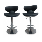 - Modern Swivel Bar Stools - Black silver - Set Of 2