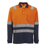 Transit Long Sleeve Safety Golfer - Safety Yellow navy 5X-LARGE