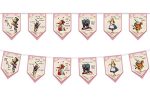 Vintage Style Alice In Wonderland Tea Party Floral Banner - Christmas And Girls Birthday Party Decorations Supplies - Retro Xmas