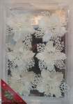 Plastic Flower With Clip 9CM Set Of 6 - White With Lace Effect