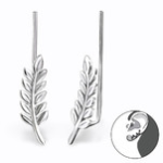 C492-C28625 - 925 Sterling Silver Leaf Ear Pin Earings