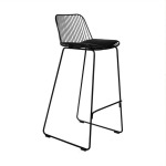 Nova Bar Stool - Metal Frame With Seat Cushion Black White - White