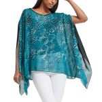 Max Hsuan Women's Loose Solid Sheer Chiffon Caftan Poncho Batwing Tunic Top Blouse Summer Oversized Shirts Butterfly&floral