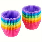 24PCS Vibrant Silicone Muffin Cups - Reusable Non-stick Cupcake Liners & Baking Tools For Easy Release - Essential Kitchen Gadge