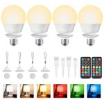 Brightown E26 Rechargeable Light Bulb With Remote And Timer Battery Backup Bulb For Sconces And Lamps E26 Detachable Charging Fo