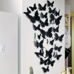 24PCS Black Butterfly Wall Stickers Removable Waterproof Vinyl Wall Decoration For Home Wall Decor Bedroom Living Room Wall Arra