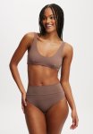 Cotton On Smoothing Plunge Front Bikini Top - Raw Umber