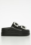 Lozzy Big Buckle Platform Slide - Black
