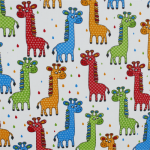 Funky Multicolour Giraffe Character Novelty Fabric 140CM