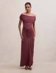 Ania Petite Ruched Bardot Maxi Dress - 16 Fig