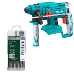Total Tools - Brushless Rotary Hammer 20V & 5 Piece Drill Bit Set