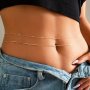 2 Pcs/set Of Thin Waist Chain Copper Jewelry Vintage Sexy Style Trendy Female Body Chain For Summer Beach