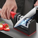 4-IN-1 Professional Kitchen Knife And Scissors Sharpener - Stainless Steel Chef's Sharpening Tool With Coarse Fine Grinding And 