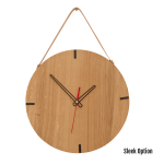Finn Wall Clock In Oak - 250MM Dia Clear Varnish Sleek Red Second Hand