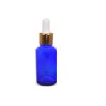 10ML Blue Glass Aromatherapy Bottle With Pipette - White & Gold Collar 18 60