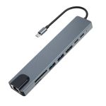 Portable 8 In 1 Type-c USB Hub HDMI 3.1 To 4K Adapter With RJ45 Sd tf Card