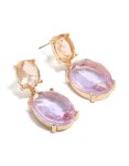 Goldair Gold Purple & Orange Diamantes Double Drop Earrings
