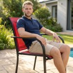 Modern Metal Stackable Garden Chair With Arms