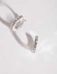 Silver Diamante Huggie Earrings - Onesize